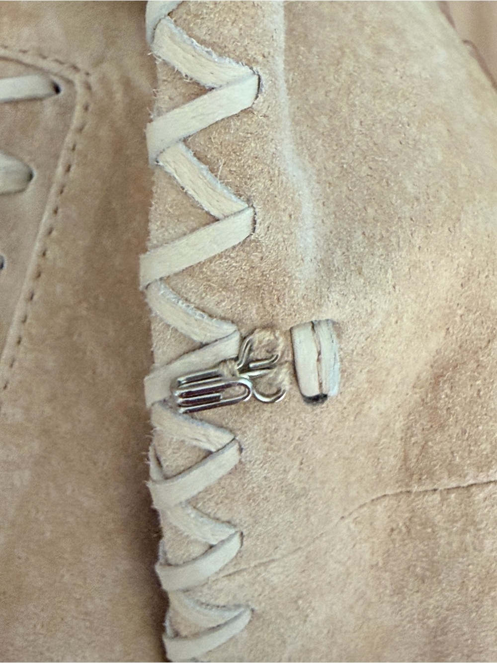 GUESS Beige Suede Women's Jacket with Whipstitch Trim. Small. - Picture 4 of 8